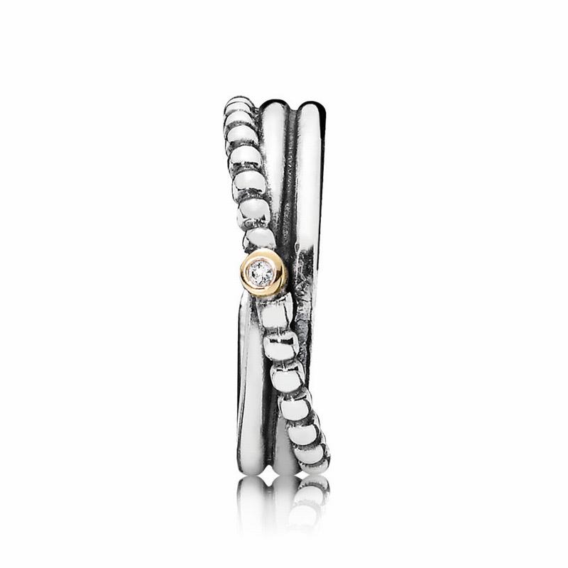 Pandora Rising Star Diamond Stackable Ring Clearance NZ, Two Tone (473695-AHU)